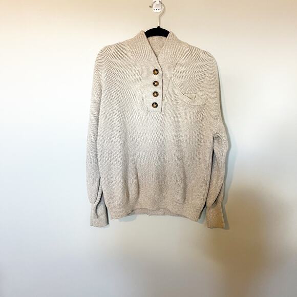 Lunya Cottonsilk™ Pocket Henley sweater oat‎ marl women’s medium - Picture 2 of 11